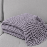 Knit Textured 50"x60" Throw Blanket with Fringe