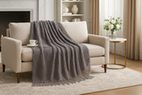 Slate Waffle Stripe 50x60 Inch Throw Blanket