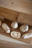 WOODEN NATIVITY WITH PAPER MACHE FIGURES