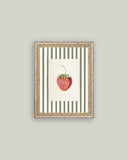Strawberries on Stripes Framed Antique Art