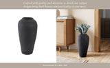 Black 16 in. Terracotta Round Ribbed Floor Vase