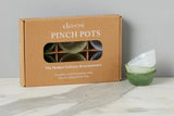 Glass Pinch Pots, Set of 6, Green Tones