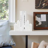 Bookends- White Marble Geometric Swirly, 6 in.