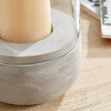 Modern Cool Gray Cement Base Glass Pillar Candle Holder
