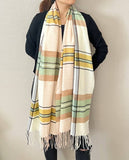 Plaid Fringe Cashmere Ultra Soft Scarf