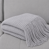 Knit Textured 50"x60" Throw Blanket with Fringe