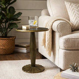 17" Side End Drink Table, Fancy Fluted Base, Round Top