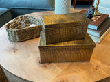 Gold metal alligator skin embossed lidded (3-sizes)