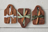 Mini Natural Appetizer Board with Spreader, Sage Green Ribbon