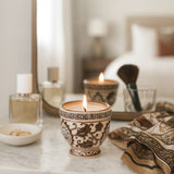 Scented Candle - Plumeria Brown and White Ceramic, 6 Oz.
