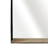 Metal Glass Integrated Shelf Wall Mirror - Black, 30 in.