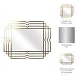 Wall Mirror - Gold Metal Glass Geometric Rectangular, 40 in.