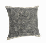 Willy Bordered Modern Rustic Throw Pillow, Gray/White