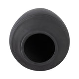 Black 16 in. Terracotta Round Ribbed Floor Vase