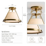 Rowabi - Solace Metal Fabric Gold Black Ivory Modern Flush Mount