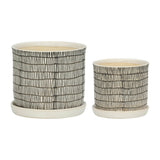 Planters - Ivory Ceramic Line with Saucer (2 SIZES), 6/8 in.