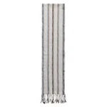 Woven Cotton Blend Striped Table Runner with Braided Tassels