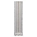 Woven Cotton Blend Striped Table Runner with Braided Tassels