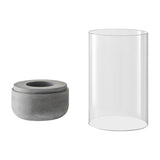 Modern Cool Gray Cement Base Glass Pillar Candle Holder