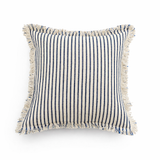 Navy Blue Coastal Striped Cotton Blend 18" Throw Pillow