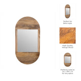 Wall Mirror - Brown Wood Glass Arched Oval Hanging, 34 in.
