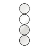 Wall Mirror - Black Wood Glass Modern Four Circles, 48 in.