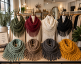 Knit Tassel Infinity Loop Scarf