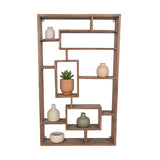 Wood Geometric Multi-Tier Wall Shelf - Brown, 39 in.