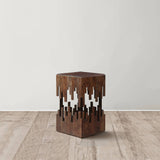 24 Inch Accent Side End Table, Brown Acacia Wood