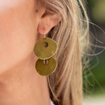 Brass Patina Earrings - Round Earthy Greens