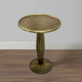 17" Side End Drink Table, Fancy Fluted Base, Round Top