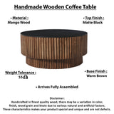 Coffee Table | 34" Round Black Top | Brown Mango Wood