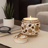 Scented Candle - Peony Brown and White Ceramic, 8.5 Oz