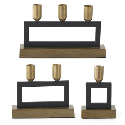 Matte Black & Antique Brass Square Taper C (3 Styles)