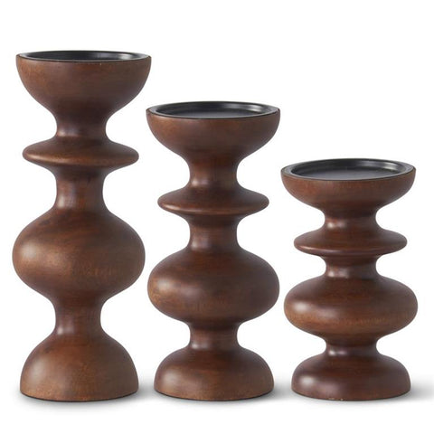 Dark Mango Wood Candleholders (3 Sizes)