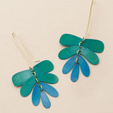 Chameli Dangling Leaf Earrings - Teal Patina