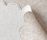 Natural Scalloped Border Wrinkle-Free Tablecloth
