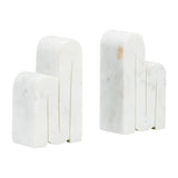 Bookends- White Marble Geometric Swirly, 6 in.