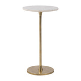 End Table - Gold/White Marble Top Metal Round Base, 24 in.