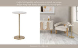 End Table - Gold/White Marble Top Metal Round Base, 24 in.