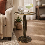 17" Side End Drink Table, Fancy Fluted Base, Round Top
