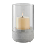 Modern Cool Gray Cement Base Glass Pillar Candle Holder