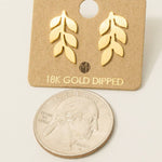 Mini Gold Dipped Leafy Branch Stud Earring