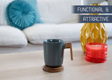 Japanese Style Grey 12oz Mug With Coaster Lid
