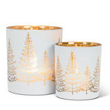 Abbott - Large White/Gold Tree Tealight-4"H-