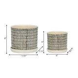 Planters - Ivory Ceramic Line with Saucer (2 SIZES), 6/8 in.