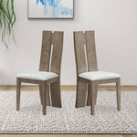 Dining Chair Set of 2 MDF PU Leather Upholstered High Back