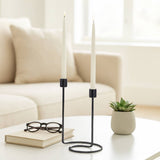 Taper Candle Holder 2-Taper - Black Iron Swirly, 8 in.