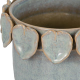 Ceramic Handcrafted Leaf Applique Planter - Seafoam, 6 in.