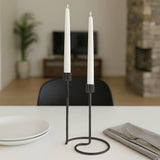 Taper Candle Holder 2-Taper - Black Iron Swirly, 8 in.